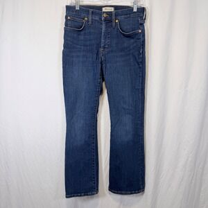 Madewell Mid-Rise Kick Out Jeans Indigo Blue Cropped Flare‎ Denim 27